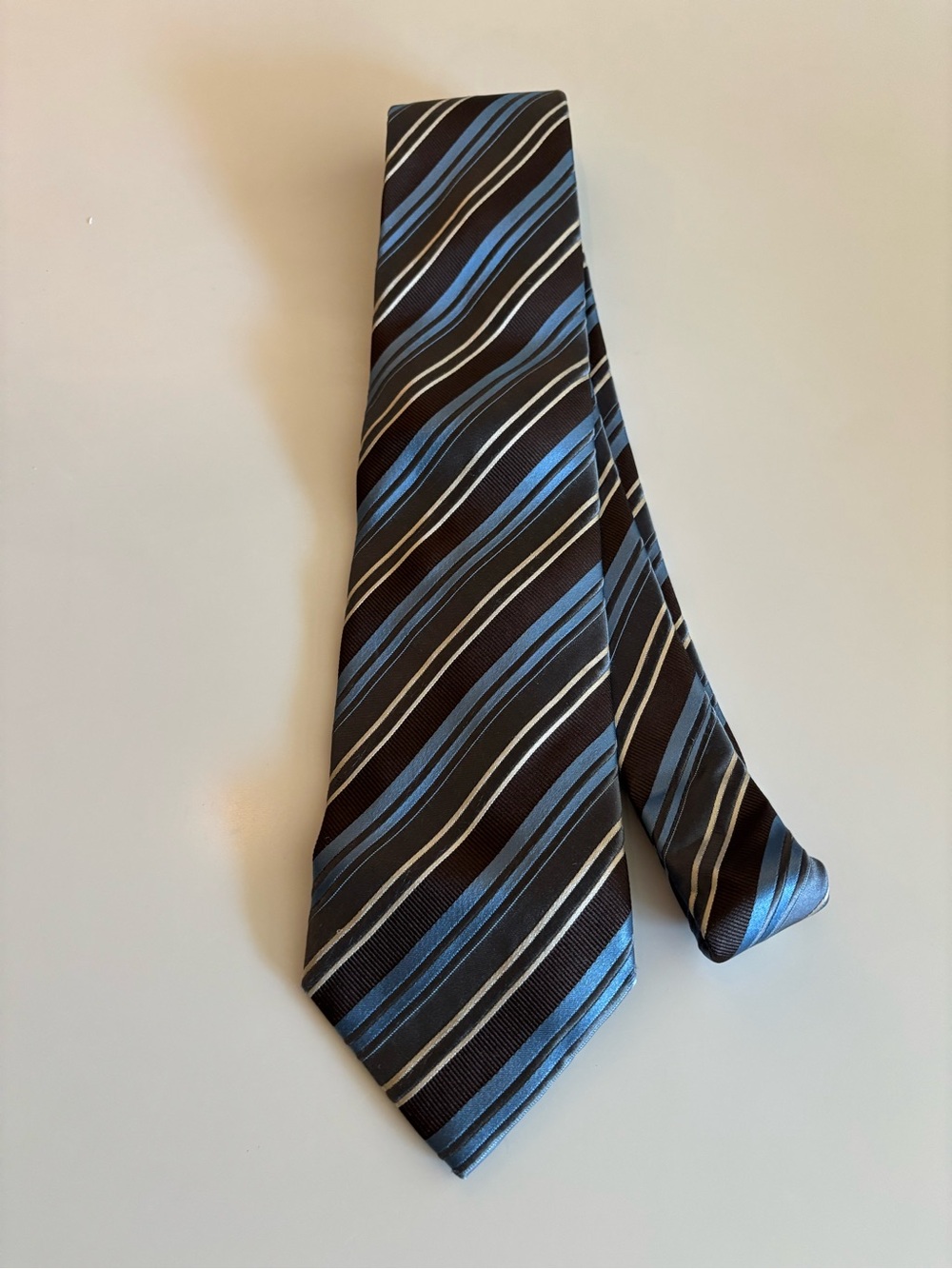 Classic Hugo Boss Men's Blue and Black Striped Tie